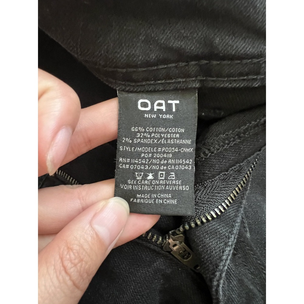 Oat New York Wide Leg Raw Hem High Rise Washed Black Patch Pocket Womens 6/28 - Picture 9 of 11
